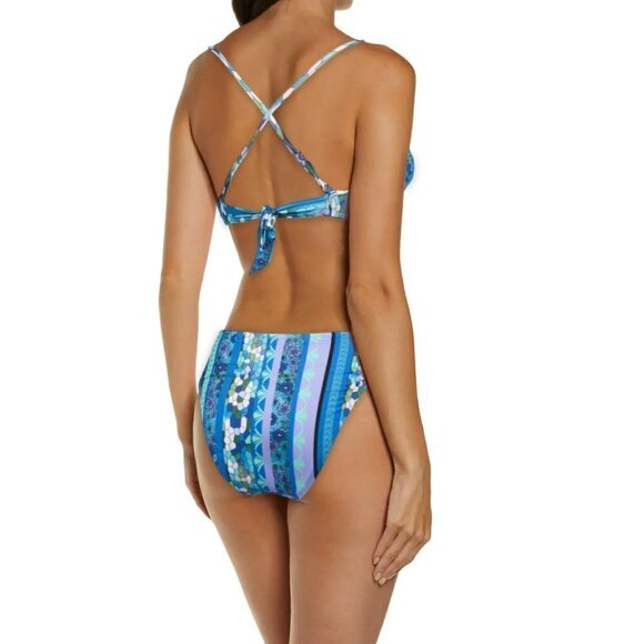 NWT Lucky Brand Floral Print Cross Over Swim Bralette Bikini Top - Picture 3 of 5